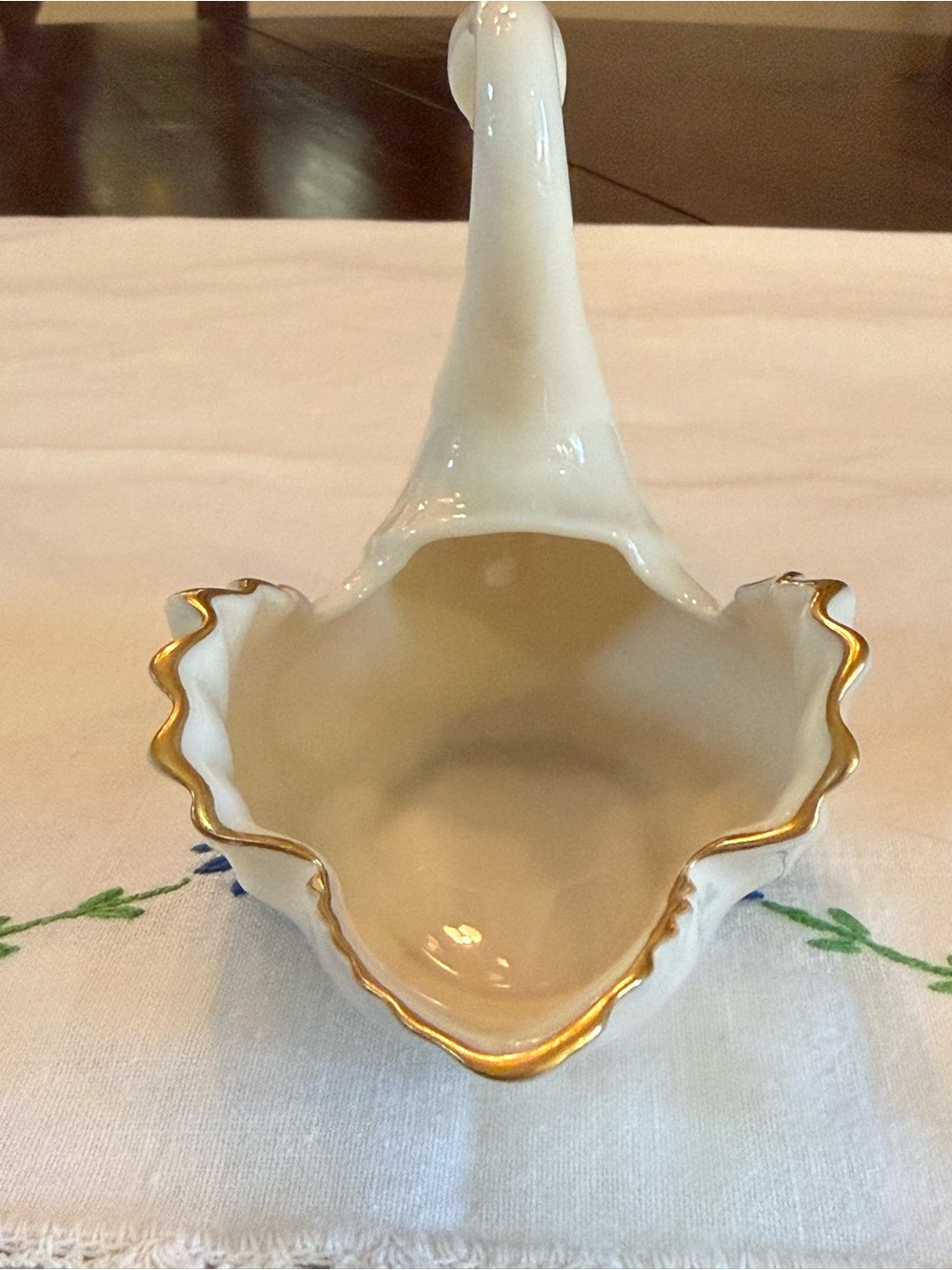 Vintage Lenox Swan Trinket Dish Porcelain 24K Gold Trim Made In USA - Picture 5 of 7